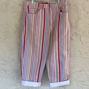 Gloria Vanderbilt Women’s Hi-Rise Capri Shorts Striped Denim Size 12